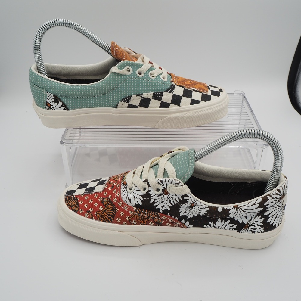 Vans Era Tiger Patchwork Women 6.5 Low Top Multi Color Mixed Print Skate Shoes - Picture 11 of 12